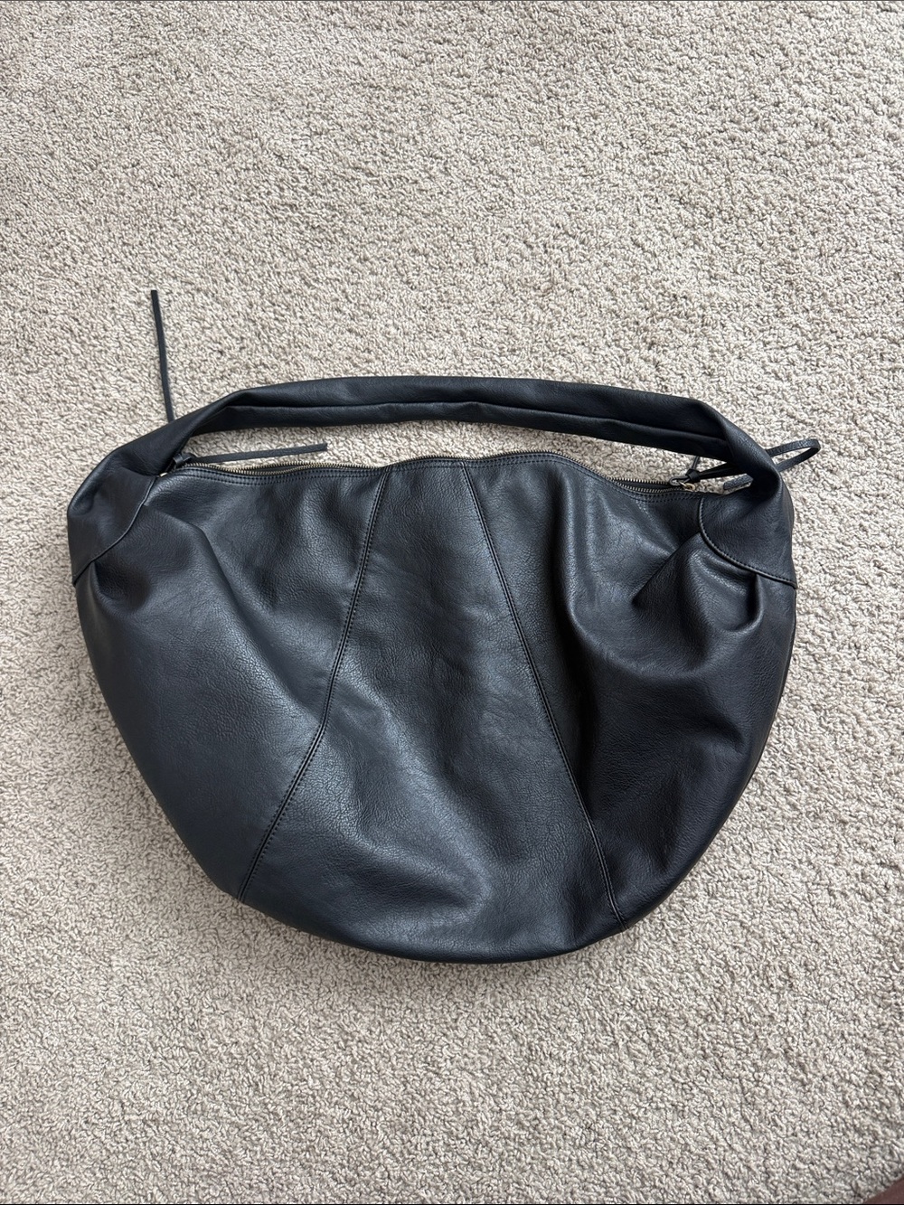 Free People Black Crescent Leather Shoulder Bag